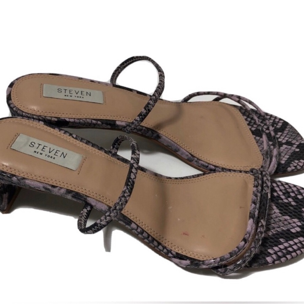 Steven Snakeskin Print Block Strappy Heels. Size 11.